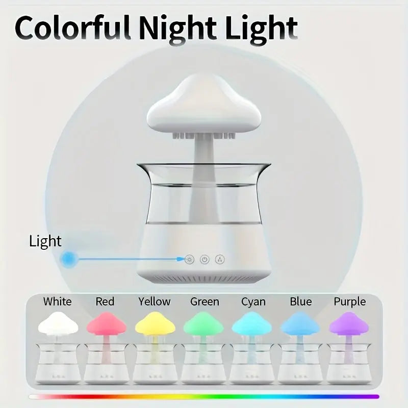 Rain Cloud Aromatherapy Essence Zen Master Diffuser Rain Cloud Night Light Mushroom Light Diffuser Micro Humidifier Desk Fountain Bedside Sleep Relaxation Mood Water Drop Sound (white) SimplyLife