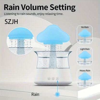 Rain Cloud Aromatherapy Essence Zen Master Diffuser Rain Cloud Night Light Mushroom Light Diffuser Micro Humidifier Desk Fountain Bedside Sleep Relaxation Mood Water Drop Sound (white) SimplyLife